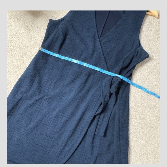 Madewell Texture + Thread Dress Navy Blue Faux Wrap Side Tie Sleeveless V-Neck… - Picture 12 of 15